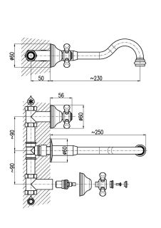 Смеситель для раковины Rav Slezak Morava retro MK531Z золото
